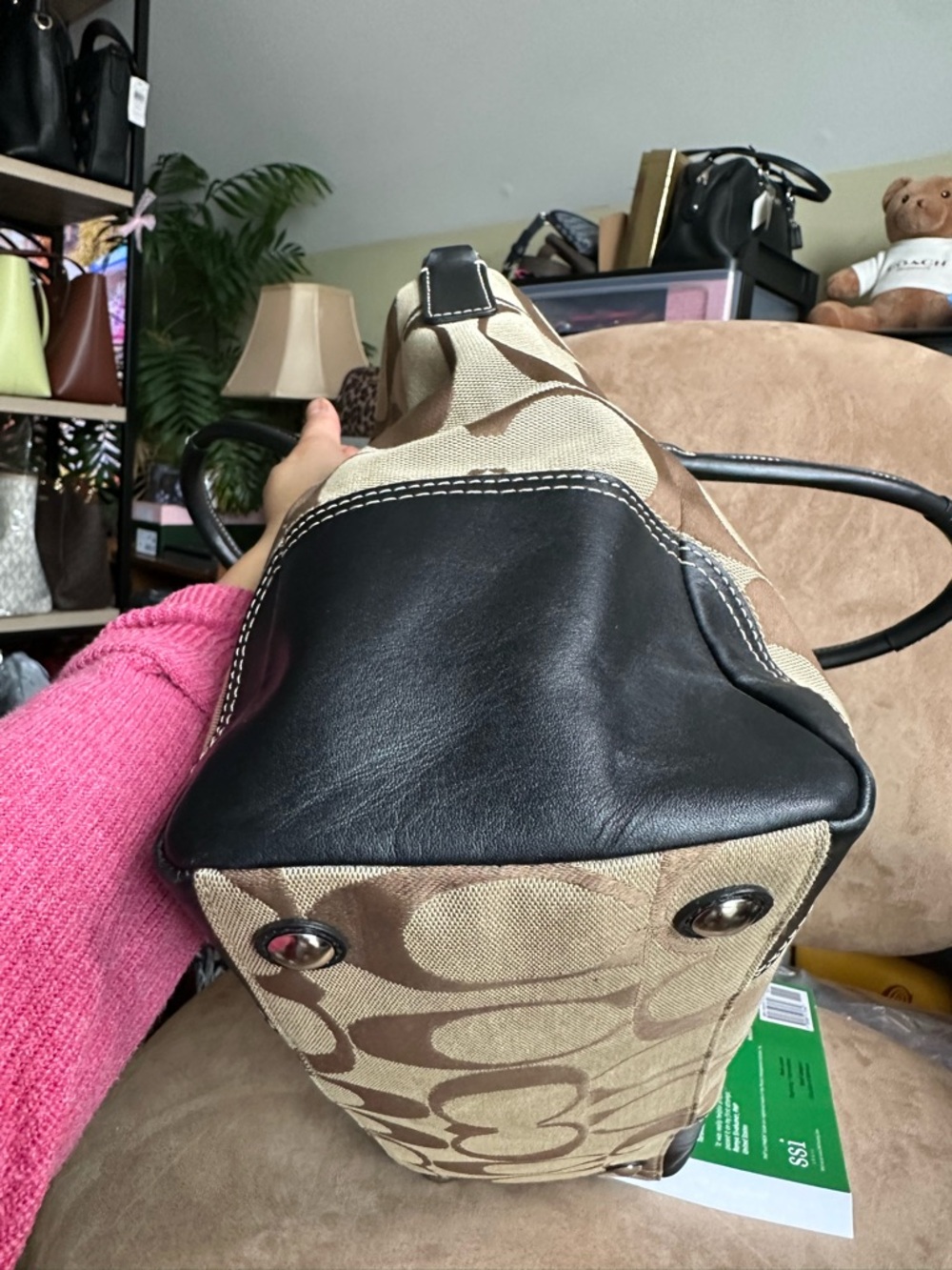 Coach Hampton Signature Large Satchel Brown Style F15670 Good Condition - Picture 8 of 12